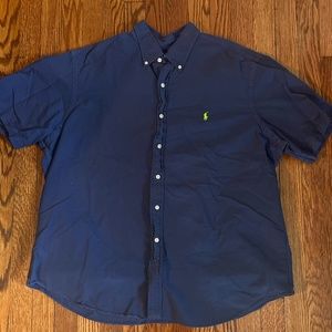 Navy Blue Ralph Lauren Classic Fit Button Down Short Sleeve
